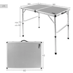 AKTIVE - Table De Camping Pliante, Réglable En 2 Hauteurs, 90x60x40/70 Cm, Gris 12 AKTIVE - Table De Camping Pliante, Réglable En 2 Hauteurs, 90x60x40/70 Cm, Gris -Plein Air Équipement Magasin aktive table de camping pliante reglable en 2 hauteurs 90x60x4070 cm gris 3
