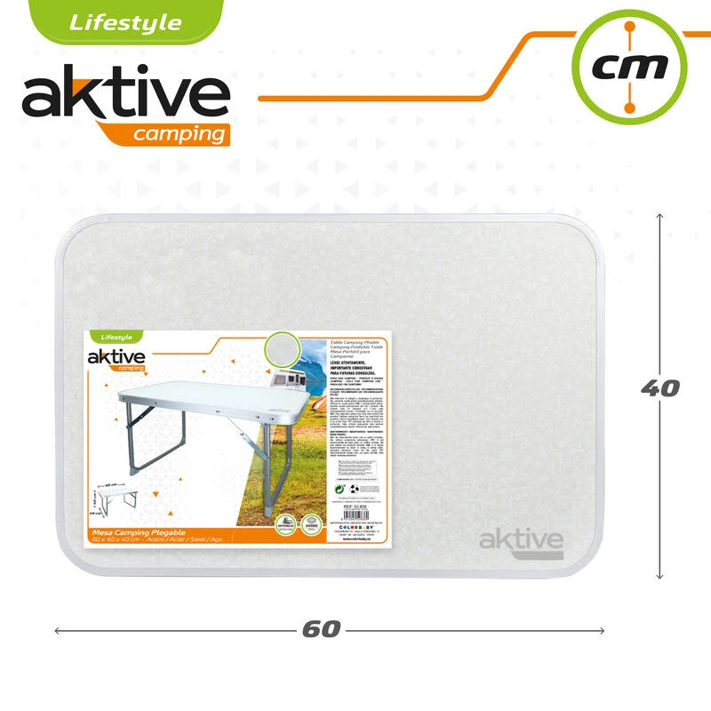 AKTIVE - Table Pliante . Table Basse Blanche En Aluminium - 40x60x40 Cm 7 AKTIVE - Table Pliante . Table Basse Blanche En Aluminium - 40x60x40 Cm – Image 5