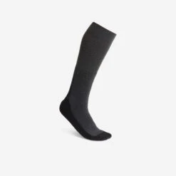 Chaussettes Chaudes équitation Adulte 500 WARM Gris Et Noir