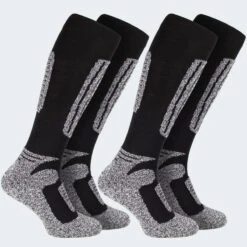 Chaussettes De Ski | 2 Paires Mi-bas Rembourrés | Femmes & Hommes | Noir -Plein Air Équipement Magasin chaussettes de ski 2 paires mi bas rembourres femmes and hommes noir 2