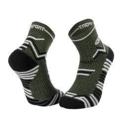 BV Sport Chaussettes TRAIL ULTRA Vert Kaki-noir
