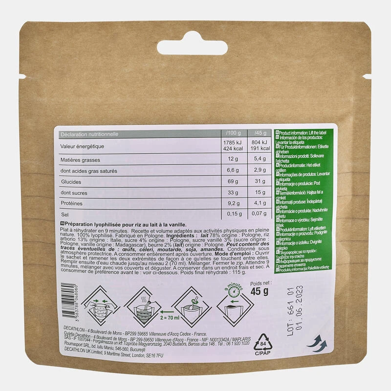 Dessert Lyophilisé - Riz Au Lait à La Vanille - 45 G 4 Dessert Lyophilisé - Riz Au Lait à La Vanille - 45 G – Image 2