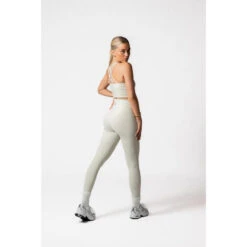 Legging Taille Haute Fitness V Crossover Femme Crème Beige -Plein Air Équipement Magasin legging taille haute fitness v crossover femme creme beige 4
