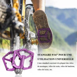ROCKBROS Pédale Vélo En Alliage D'aluminium Pour Vélo Bicyclette Cyclisme VTT Violet -Plein Air Équipement Magasin pedale velo en alliage daluminium pour velo bicyclette cyclisme vtt violet 5