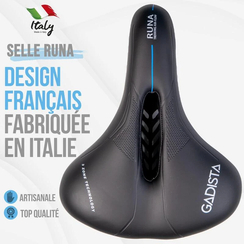 Selle Velo RUNA Confortable Fait Mains En ITALIE Technologie Brevetée 3ZONES 4 Selle Velo RUNA Confortable Fait Mains En ITALIE Technologie Brevetée 3ZONES – Image 2