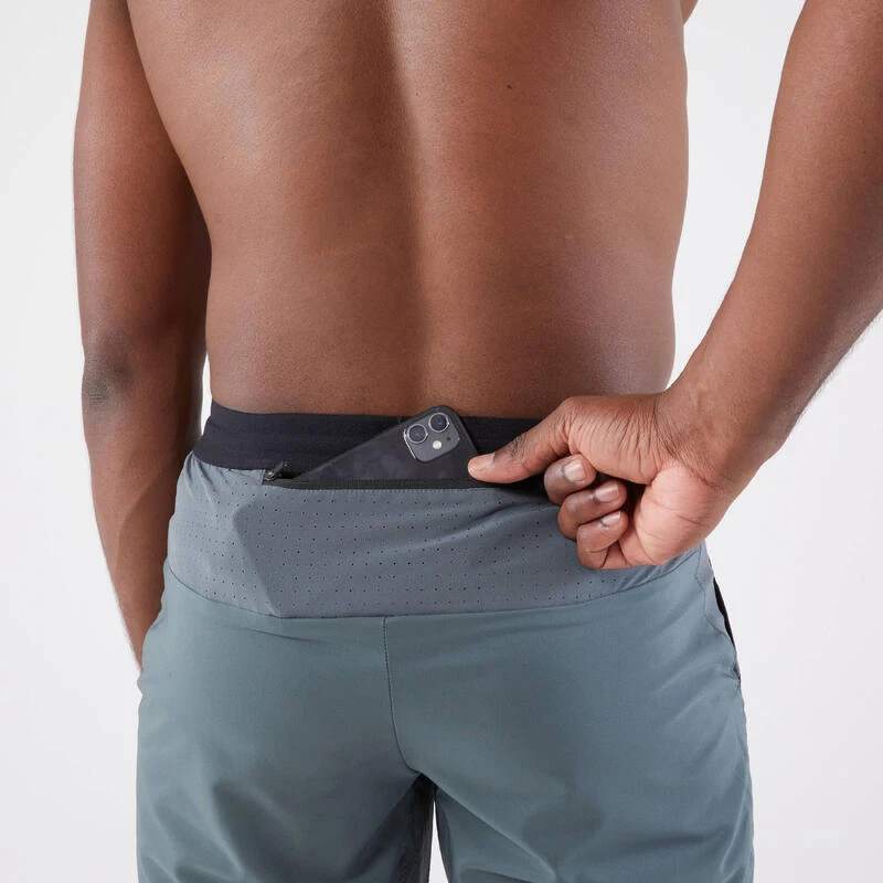 Short De Running Homme - KIPRUN Run 500 Dry Vert Foncé Grisé 8 Short De Running Homme - KIPRUN Run 500 Dry Vert Foncé Grisé – Image 6