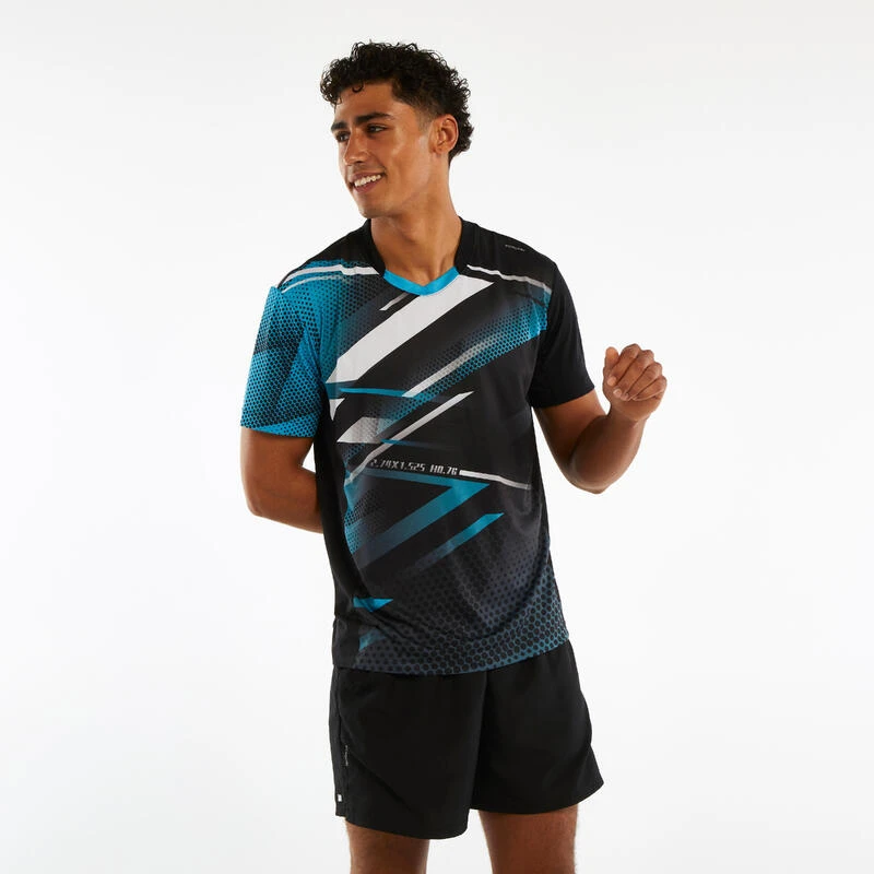 T-shirt De Tennis De Table TTP560 Homme Noir Bleu 4 T-shirt De Tennis De Table TTP560 Homme Noir Bleu – Image 2