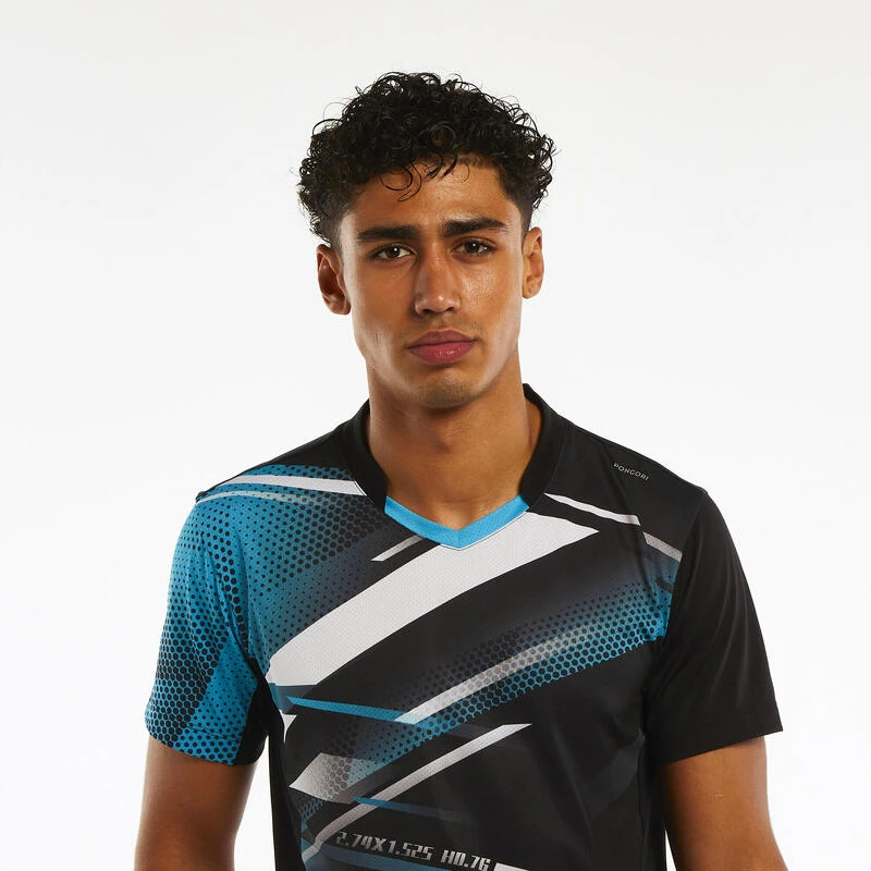 T-shirt De Tennis De Table TTP560 Homme Noir Bleu 5 T-shirt De Tennis De Table TTP560 Homme Noir Bleu – Image 3