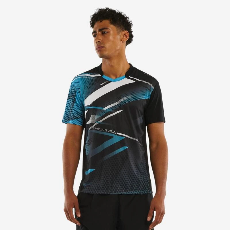 T-shirt De Tennis De Table TTP560 Homme Noir Bleu 3 T-shirt De Tennis De Table TTP560 Homme Noir Bleu