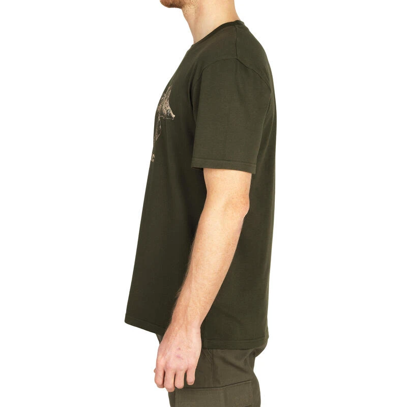 T-shirt Manches Courtes Chasse Coton Homme - 100 Sanglier Vert 5 T-shirt Manches Courtes Chasse Coton Homme - 100 Sanglier Vert – Image 3