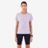 T-shirt Running Respirant Femme - KIPRUN Run 500 Dry Mauve -Plein Air Équipement Magasin t shirt running respirant femme kiprun run 500 dry mauve