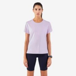 T-shirt Running Respirant Femme - KIPRUN Run 500 Dry Mauve
