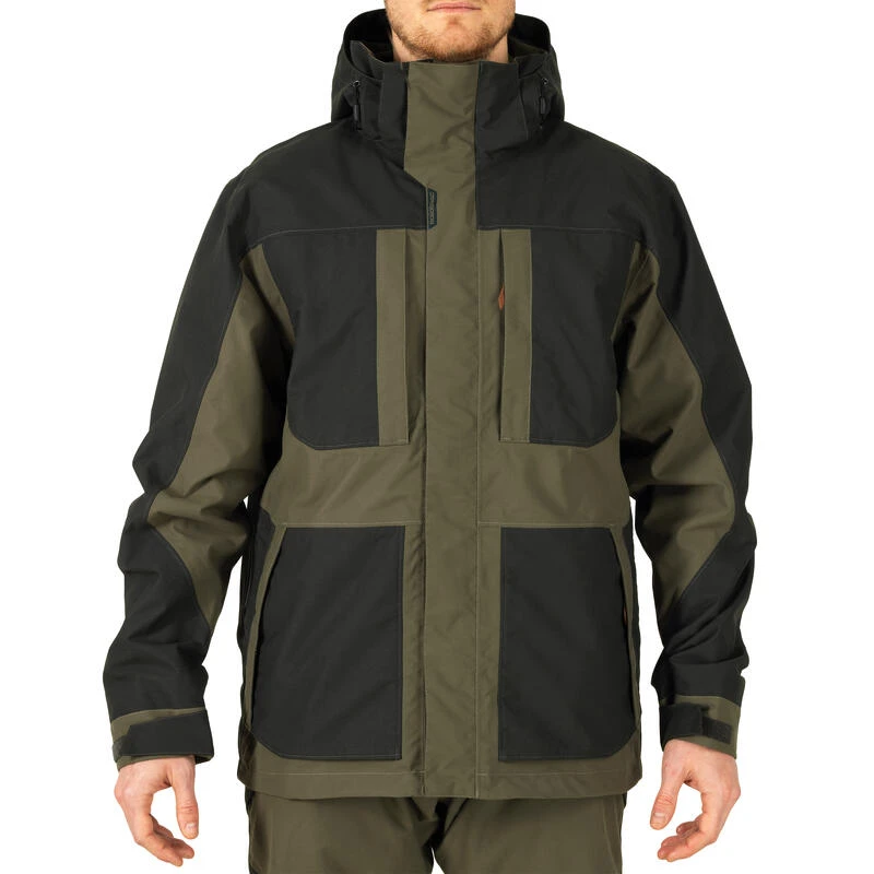 VESTE CHASSE IMPERMEABLE RENFORT VERTE 500 4 VESTE CHASSE IMPERMEABLE RENFORT VERTE 500 – Image 2