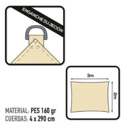 Voile D'ombrage Rectangulaire Aktive Garden Couleur Crème 8 Voile D'ombrage Rectangulaire Aktive Garden Couleur Crème -Plein Air Équipement Magasin voile dombrage rectangulaire aktive garden couleur creme 2